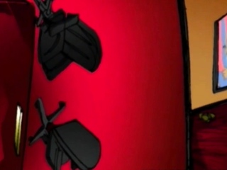 Busty cartoon slut licked