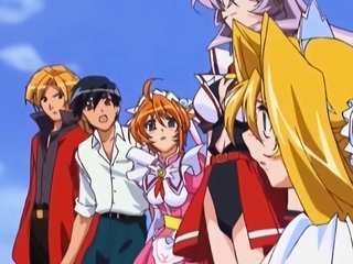 Hot busty anime teens flying around