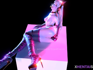 Sexy booty Dva from Overwatch pleasing herself